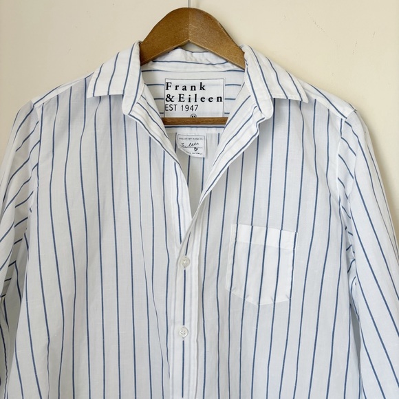 Frank & Eileen Relaxed Button-Up Shirt XS Faded Blue Stripe - Picture 3 of 8
